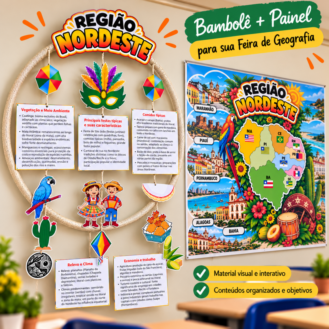 BRASIL EM MOVIMENTO: PAINEL E MATERIAL PARA BAMBOLÊ DECORATIVO PARA FEIRA DAS 5 REGIÕES